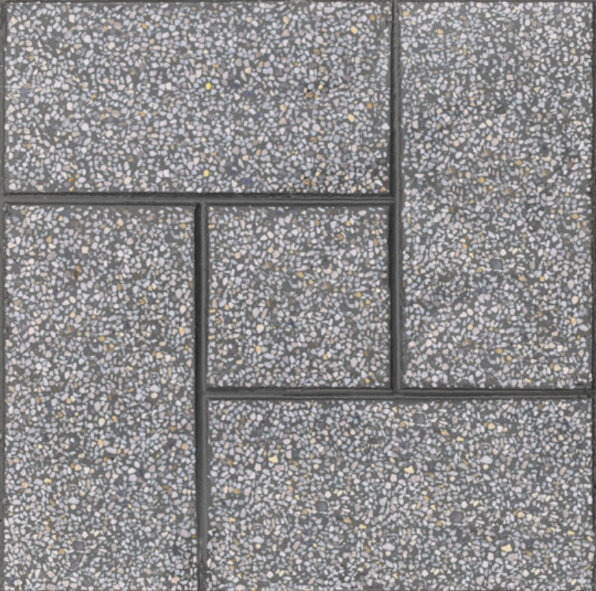 Gạch Terrazzo Chu Nhat Xep So Le Xam
