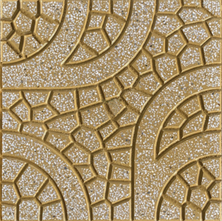 Gạch Terrazzo Hoa Tiet Quat Va Mosaic Vang